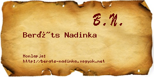 Beráts Nadinka névjegykártya